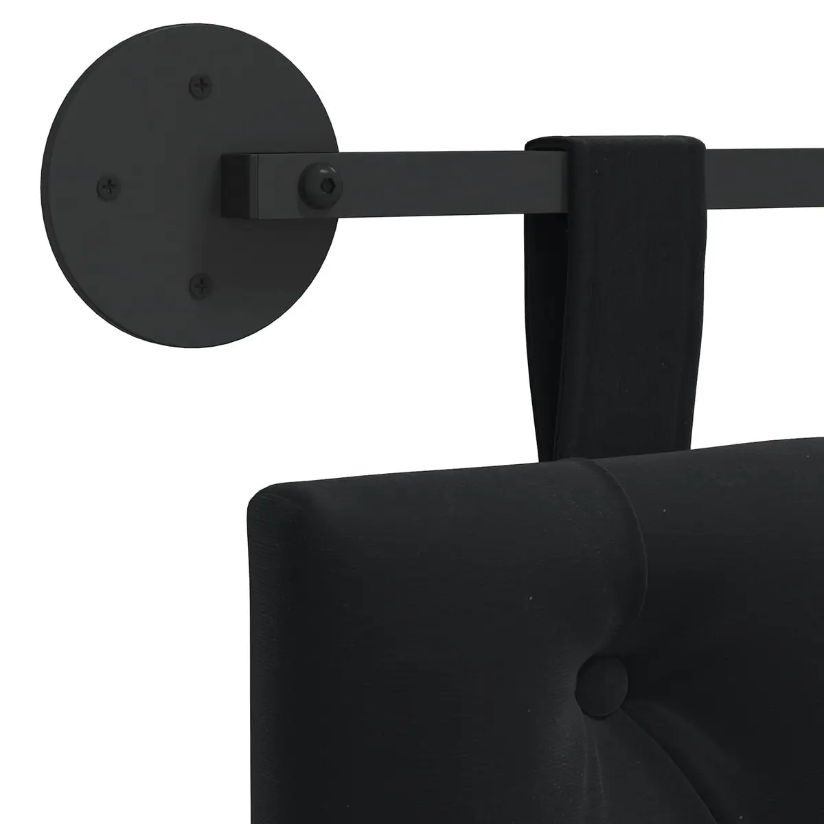 Black Velvet Headboard with Integrated LED Lighting