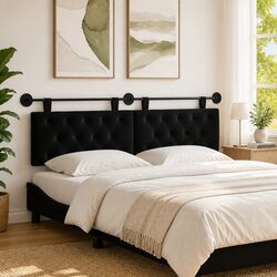 Warm and Reliable Black Velvet Hanging Headboard