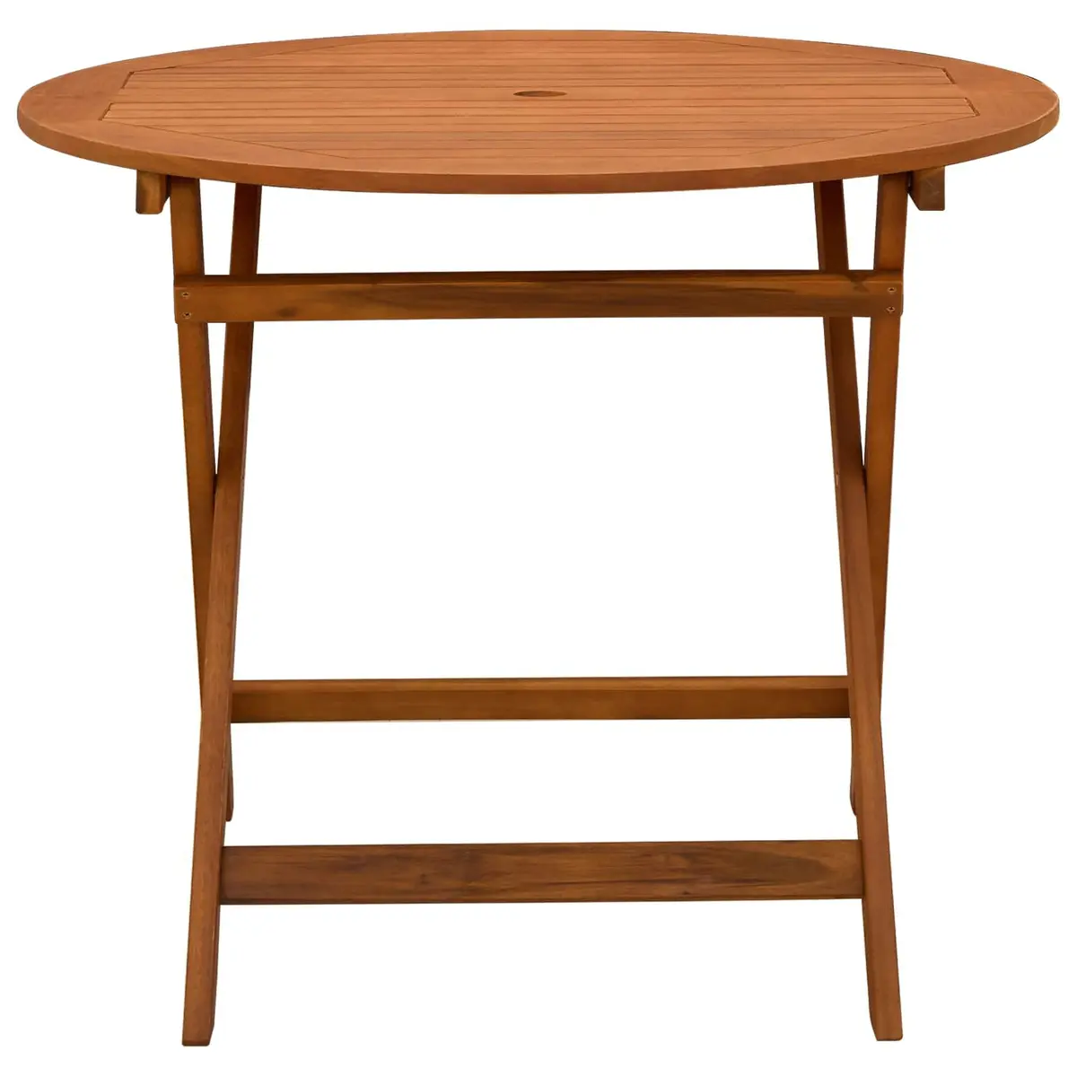 Folding Garden Table Round Outdoor Dining 90cm Brown Solid Eucalyptus Wood