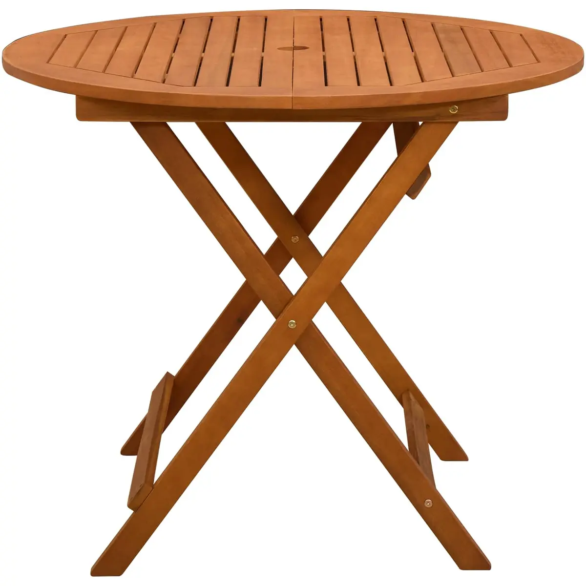 Folding Garden Table Round Outdoor Dining 90cm Brown Solid Eucalyptus Wood