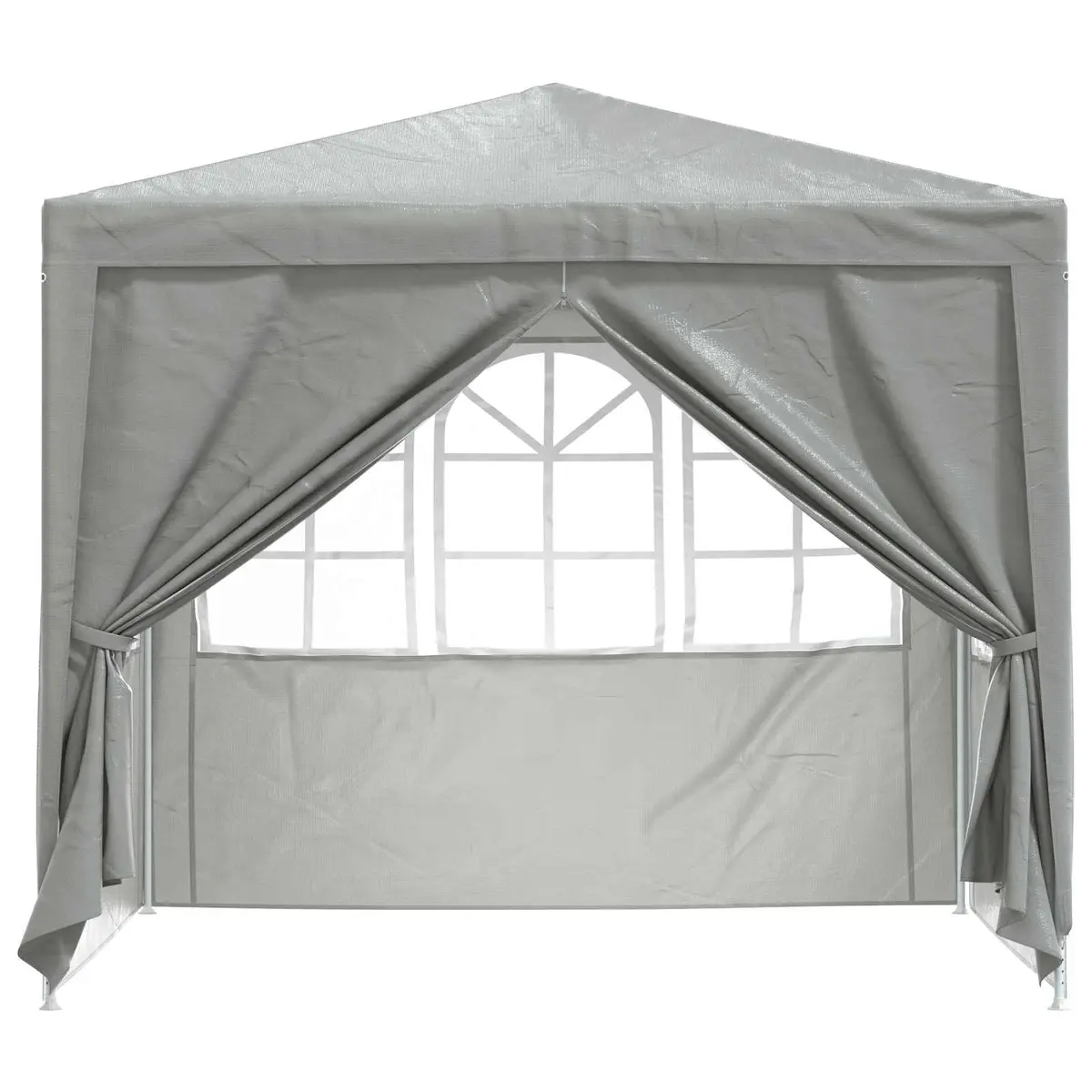 Party Tent Outdoor Gazebo 250x250x240cm Grey Canopy Steel Frame Zipper Door