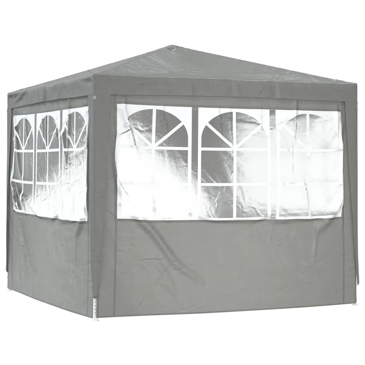 Party Tent Outdoor Gazebo 250x250x240cm Grey Canopy Steel Frame Zipper Door