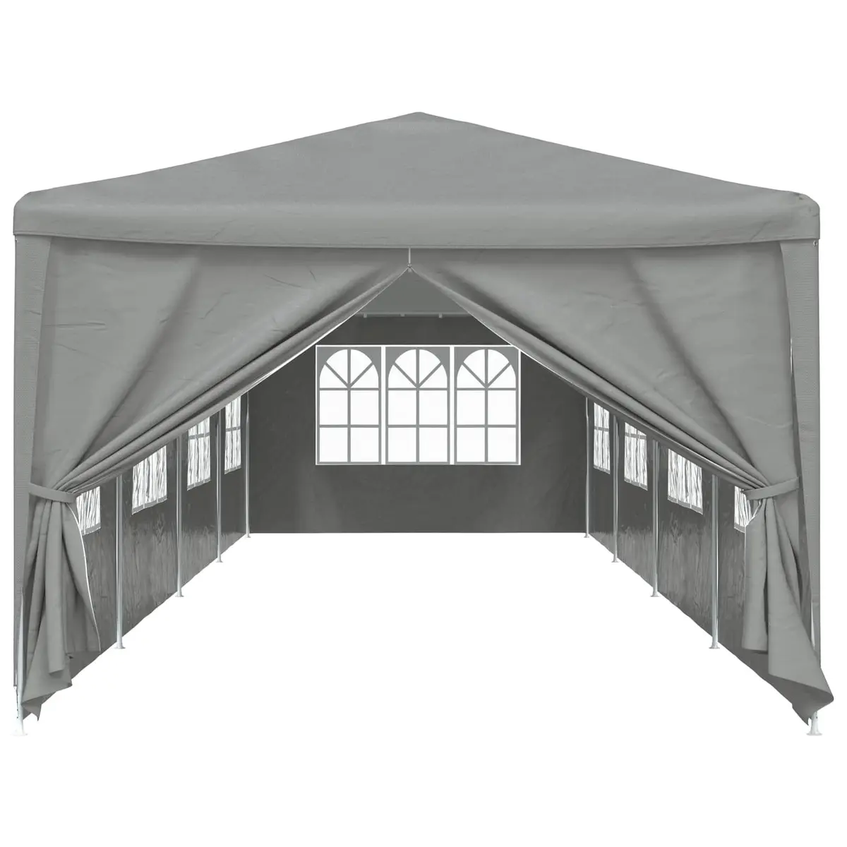 Party Tent Outdoor Canopy 1200 x 300 x 255 cm Grey with Side Panels and Doors