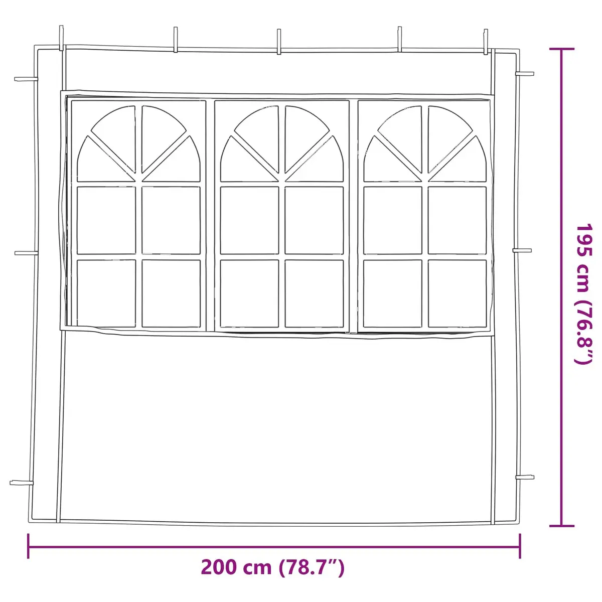 Party Tent Sidewall 200 x 195 cm Anthracite PE Steel Outdoor Canopy