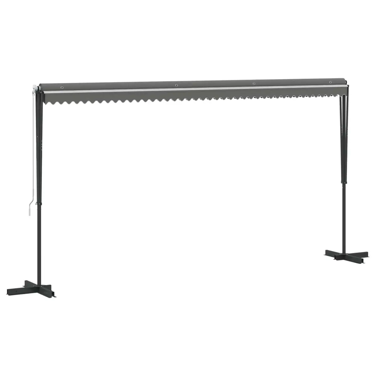 Free Standing Awning Adjustable Shade 5 x 3 m Grey Outdoor Patio Garden Sunshade Hand Crank