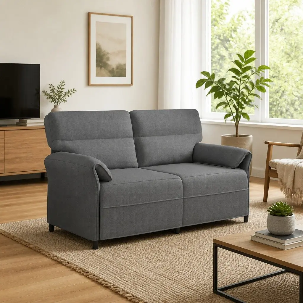 Grey Sofa Modern Contemporary Living Room Lounge Couch Metal Frame Cushioned