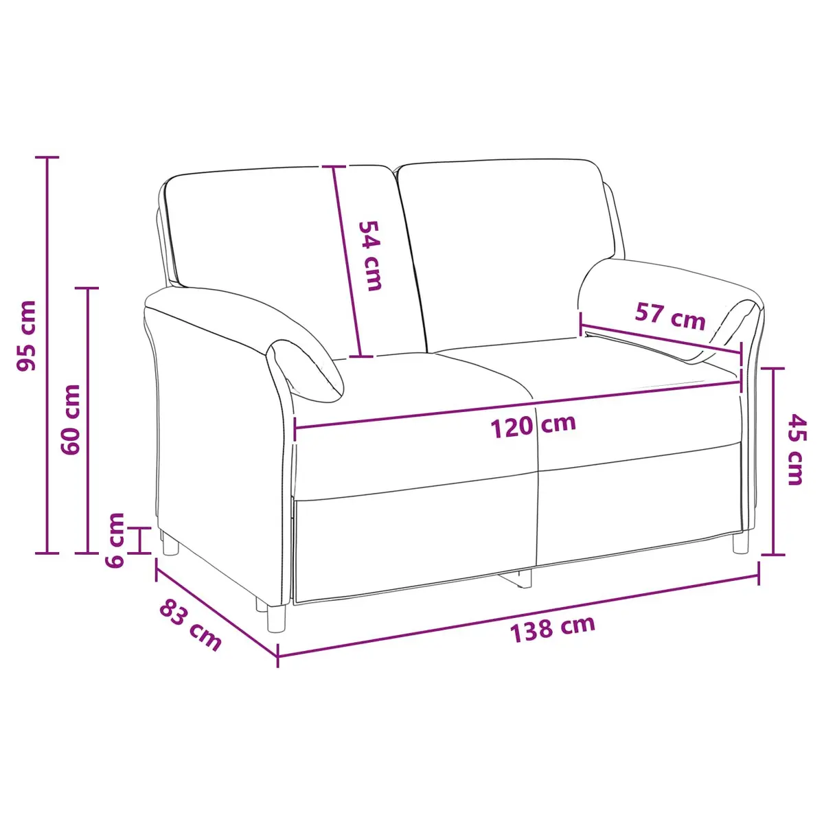 2-Seater Sofa Black Velvet Living Room Couch Contemporary Lounge Furniture 138cm