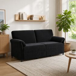 Comfortable Black Velvet Sofa for Family Living Spaces