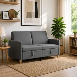 Functional and Stylish Dark Grey Storage Sofa