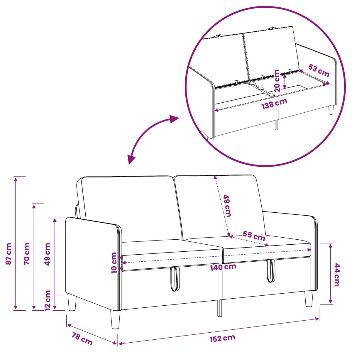 Dark Grey Storage Sofa