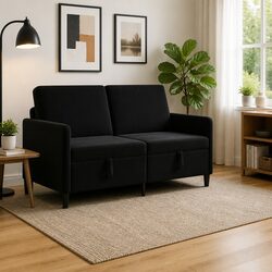 Comfortable Black Sofa with Storage for Modern Living