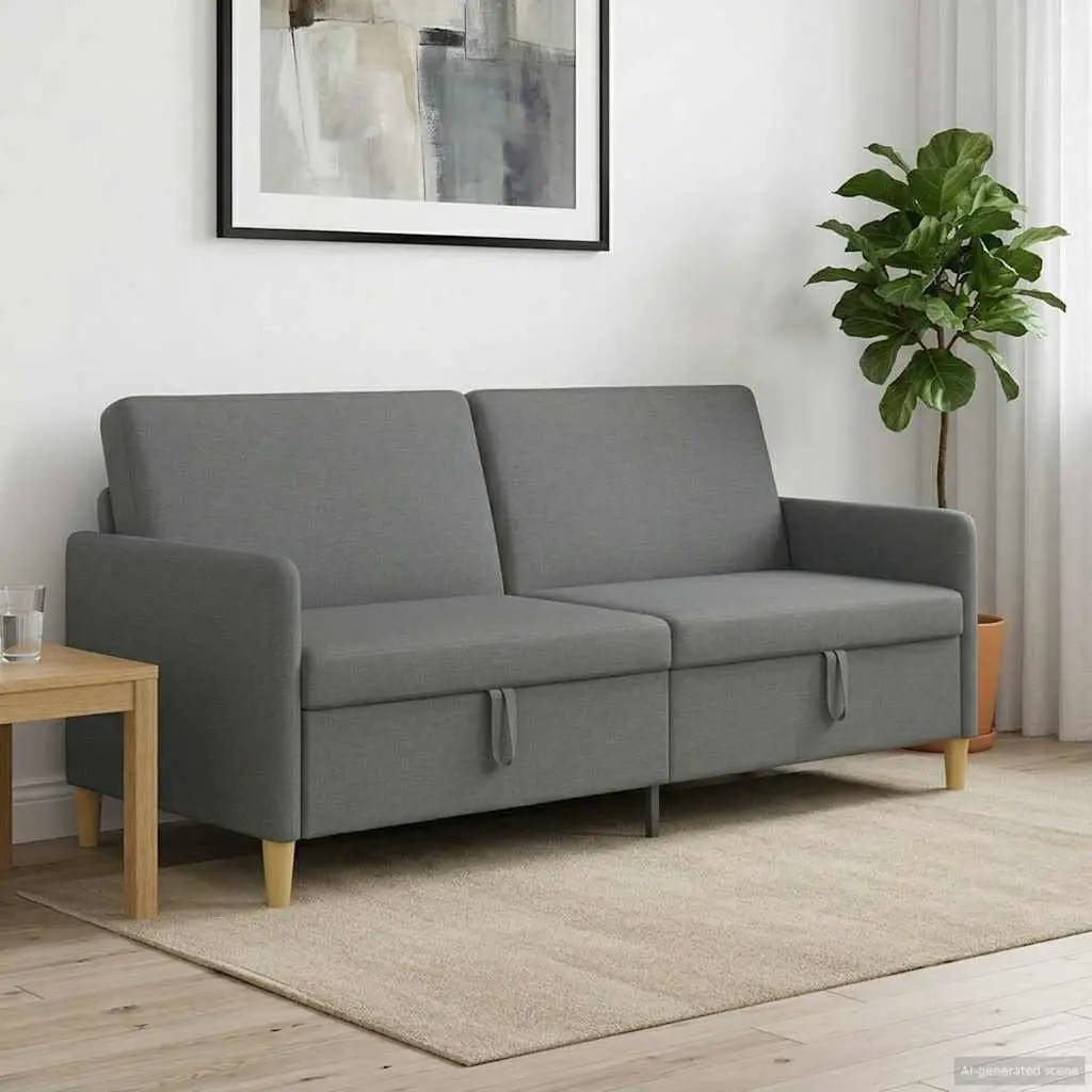 Storage Sofa Lift-Up Seat Dark Grey Modern Furniture 192 x 78 x 87 cm Removable Covers