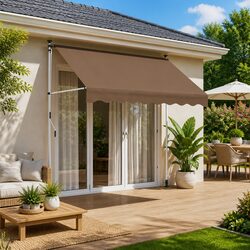 350 cm Taupe Awning for Reliable Outdoor Shade