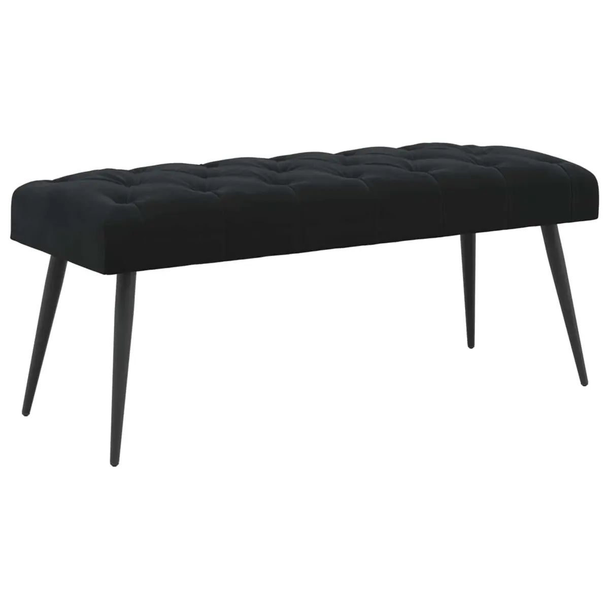 Button Tufted Velvet Bench Black Seat Ottoman Living Room Bedroom
