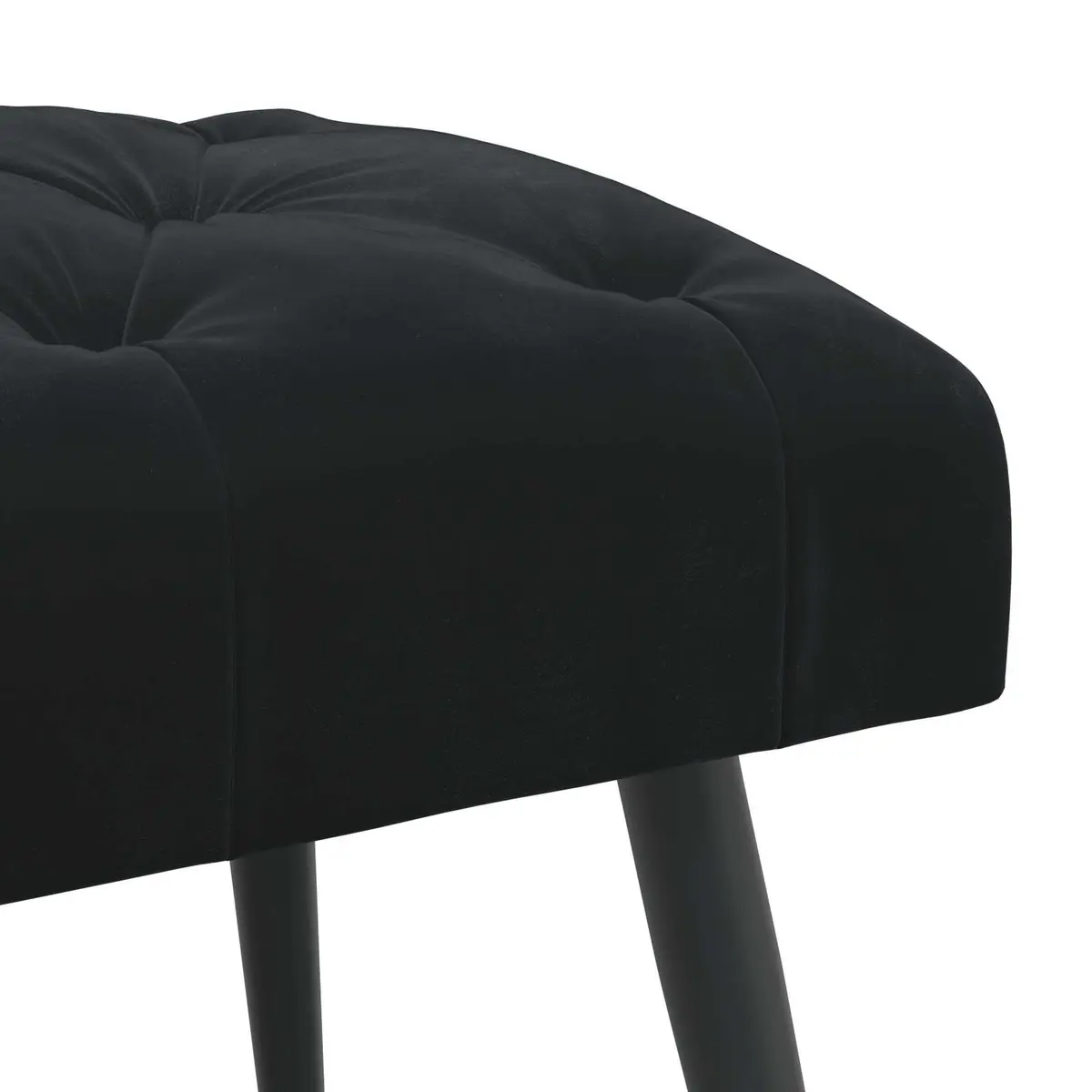 Button Tufted Velvet Bench Black Seat Ottoman Living Room Bedroom