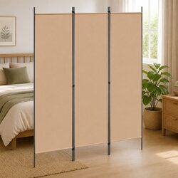 Room Divider Fabric Beige 150 x 180 cm Foldable Privacy Screen Partition Panel