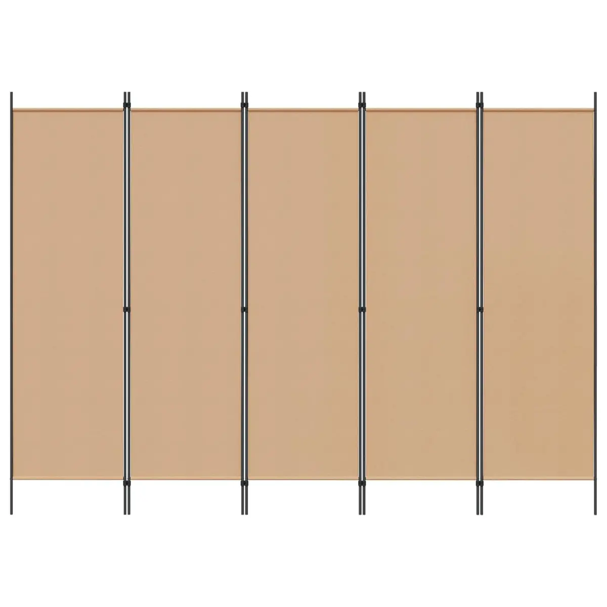5-Panel Room Divider Folding Privacy Screen 250 x 180 cm Beige