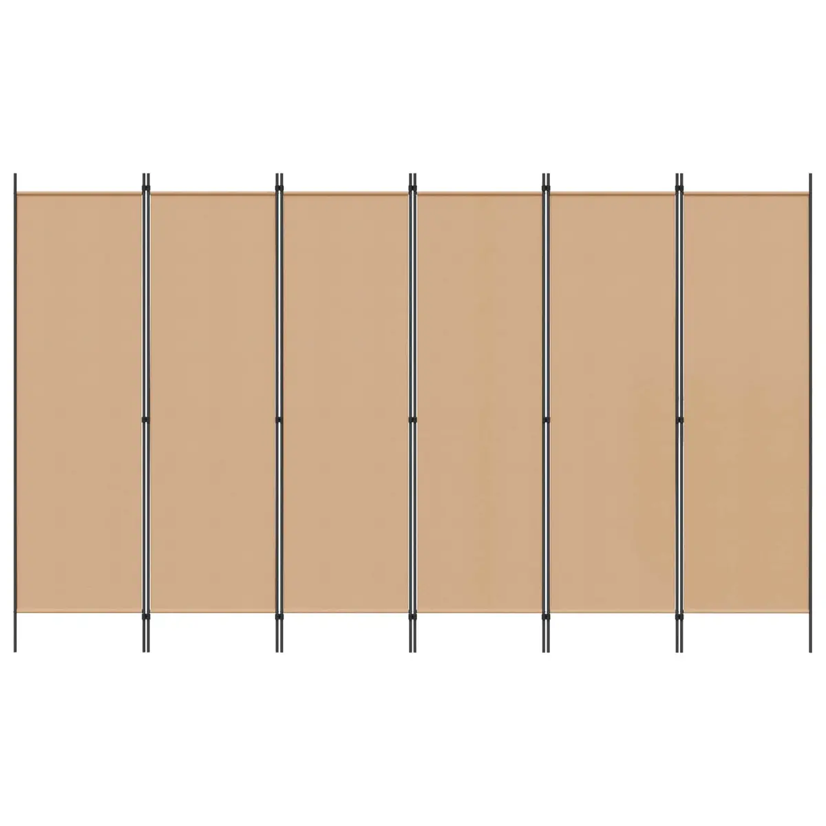 6-Panel Room Divider Folding Privacy Screen Beige Fabric 300 x 180 cm