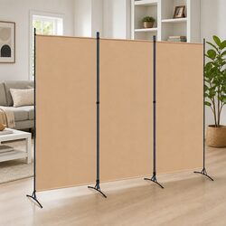 3-Panel Beige Folding Room Divider for Home