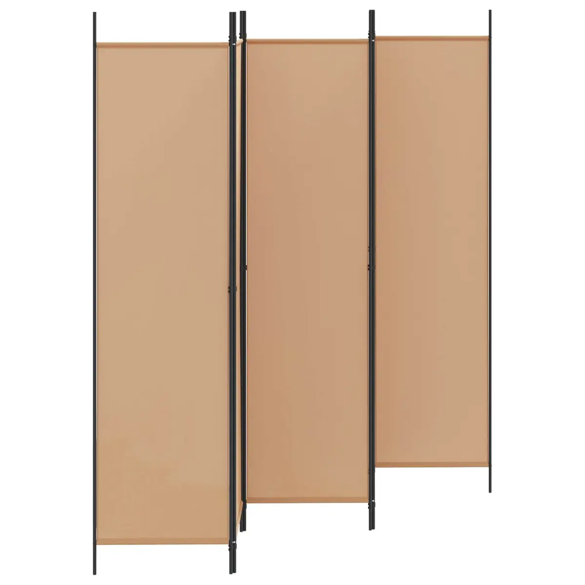 Room Divider Folding Privacy Screen Indoor 5 Panel Beige Fabric Partition Wall