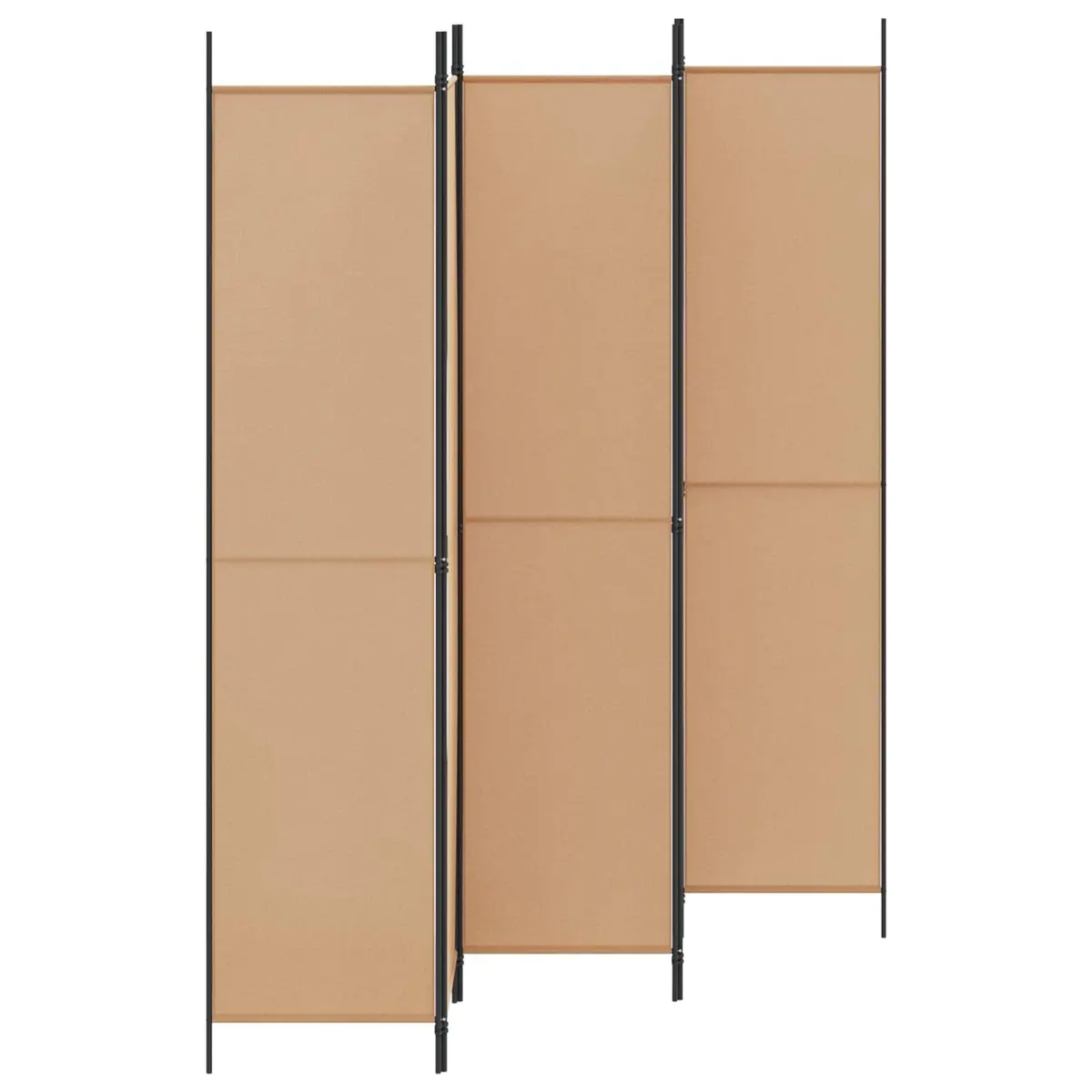 Folding Privacy Screen Room Divider Beige Fabric 5-Panel 250 x 220 cm Partition