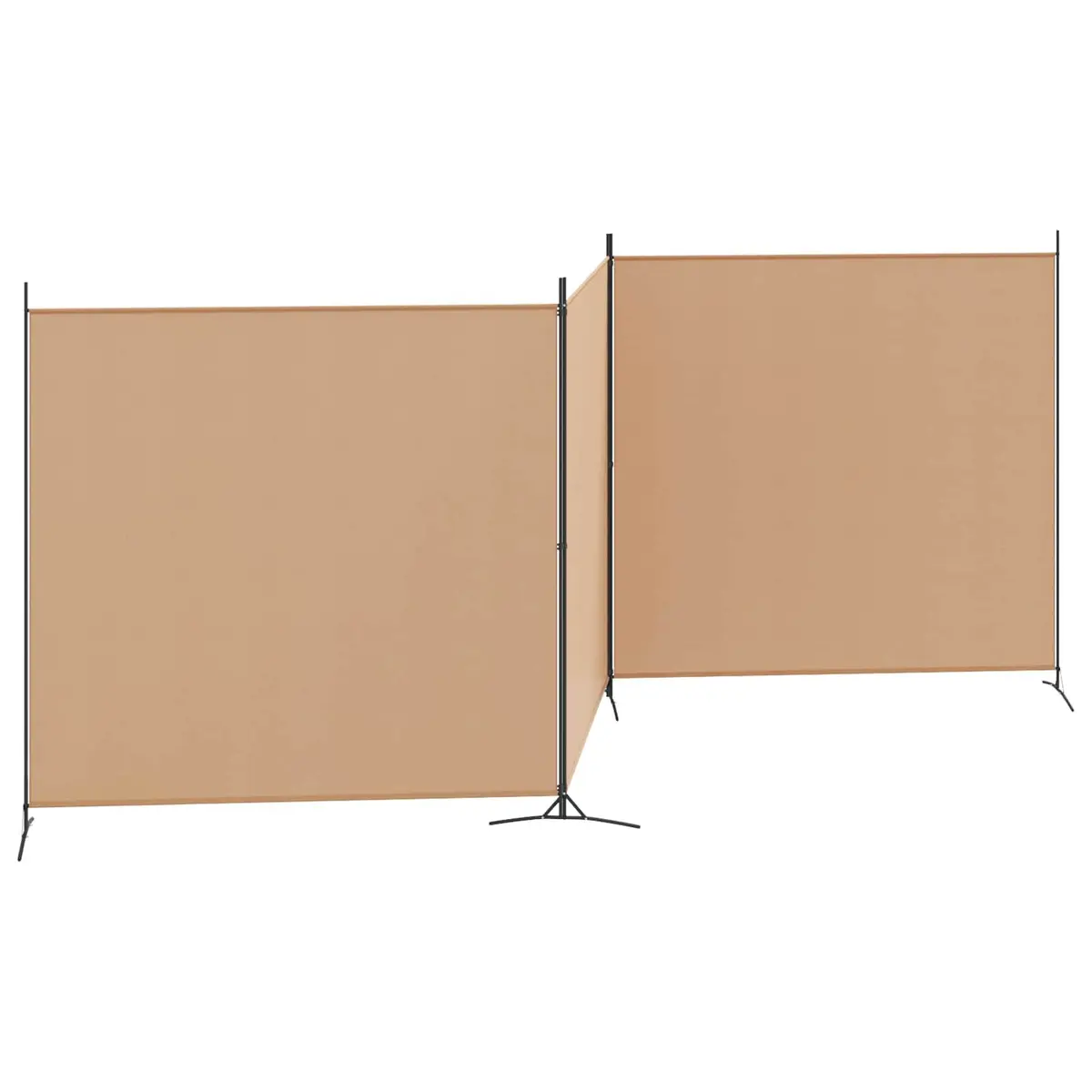 4 Panel Folding Screen Room Divider Beige Fabric 525x180cm