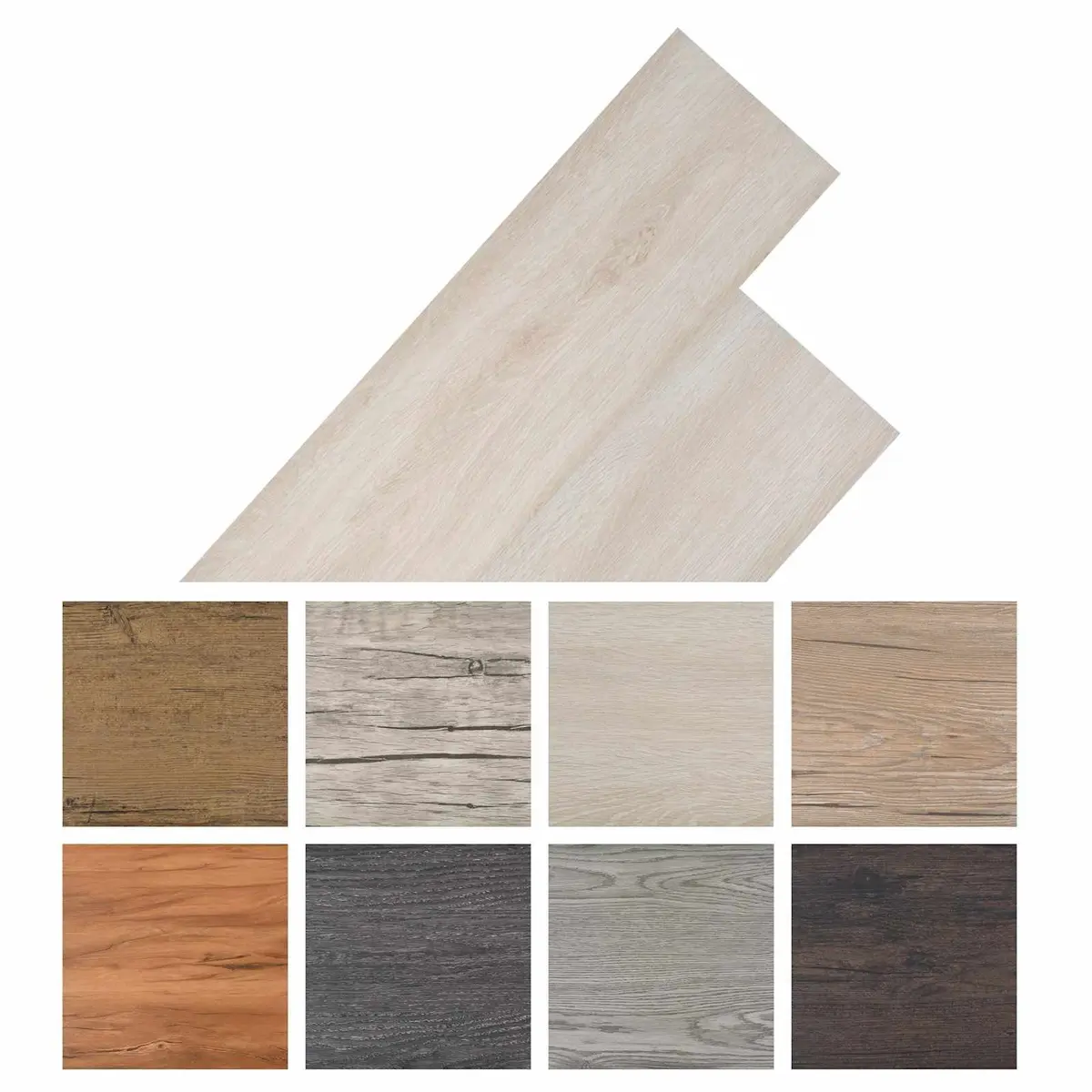 Self-Adhesive PVC Flooring Planks Indoor Use 18 Pieces White
