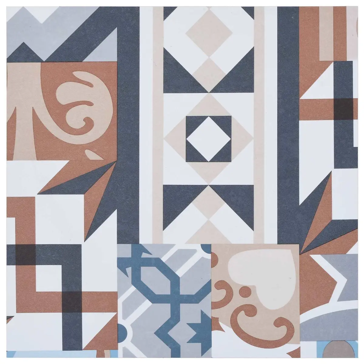 Self-Adhesive Flooring Planks PVC Peel Stick Tiles 30.5 x 30.5 cm Mono Pattern Multicolour
