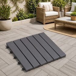 Decking Tile 10 Pcs Grey 30x30cm Acacia Hardwood Interlocking Square Outdoor