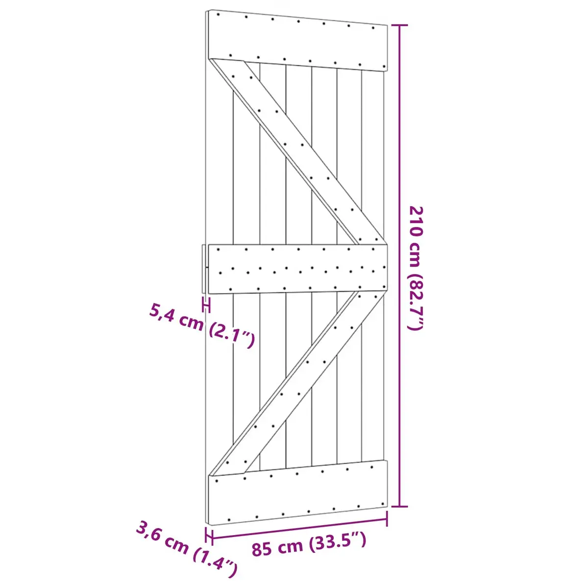 Solid Pine Wood Interior Door 85 x 210 cm Modern Minimalist Design Natural