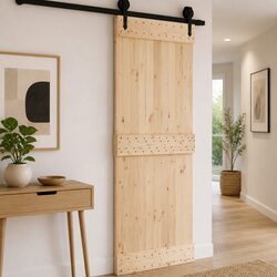 Solid Pine Wood Door Interior 80 x 210 cm Natural Modern Minimalist Design