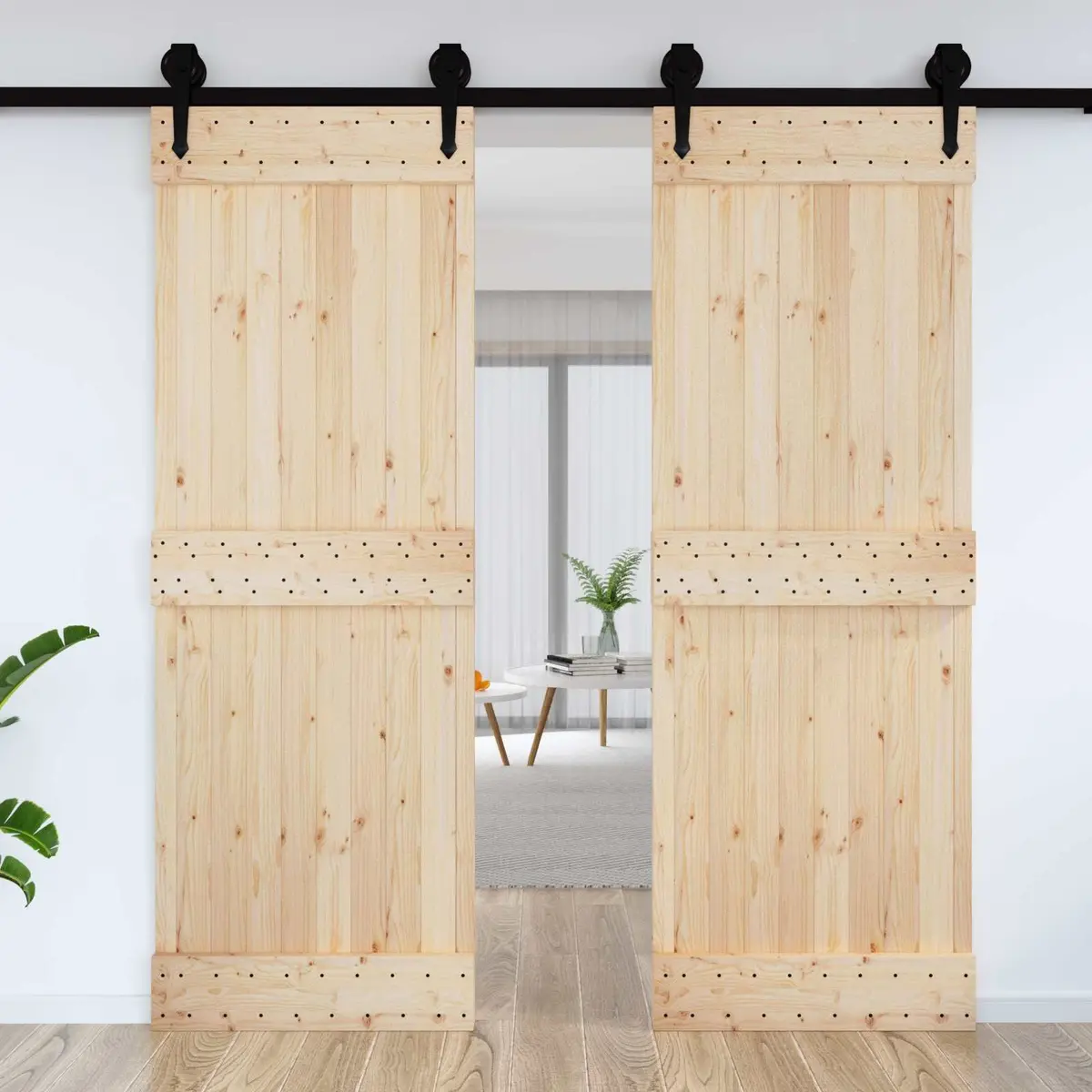 Solid Pine Wood Door Interior 80 x 210 cm Natural Modern Minimalist Design