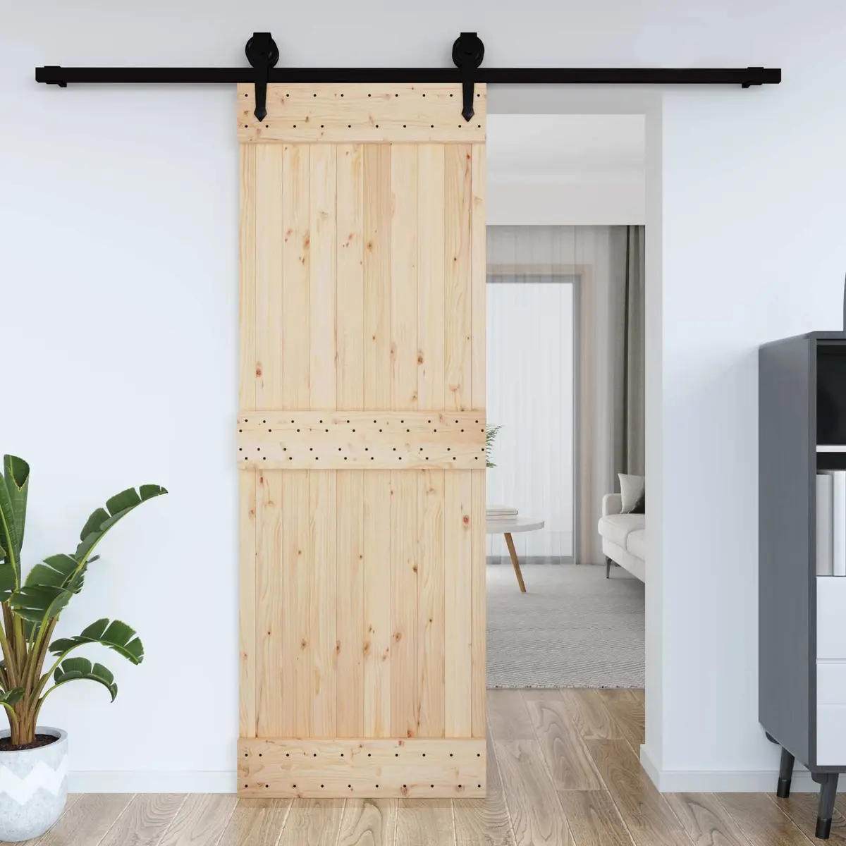 Solid Pine Wood Door Interior 80 x 210 cm Natural Modern Minimalist Design