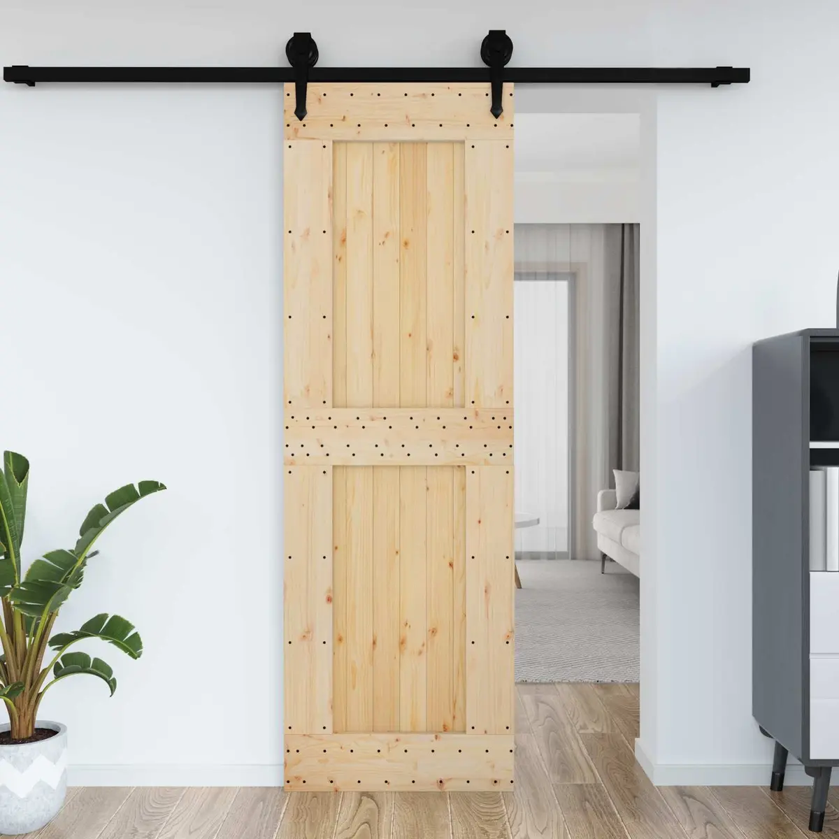Solid Pine Wood Interior Door Modern Design Natural 70 x 210 cm