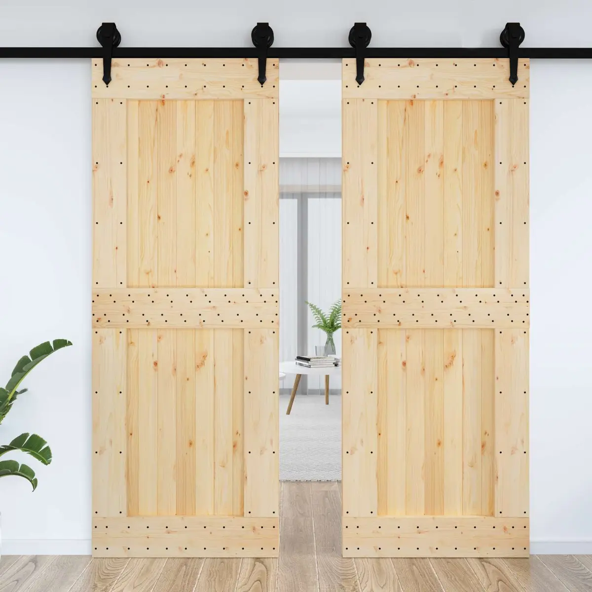 Solid Pine Wood Interior Door 85 x 210 cm Natural Brown Modern Minimalist Design