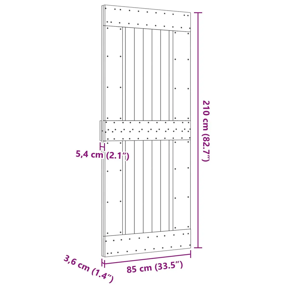 Solid Pine Wood Interior Door 85 x 210 cm Natural Brown Modern Minimalist Design