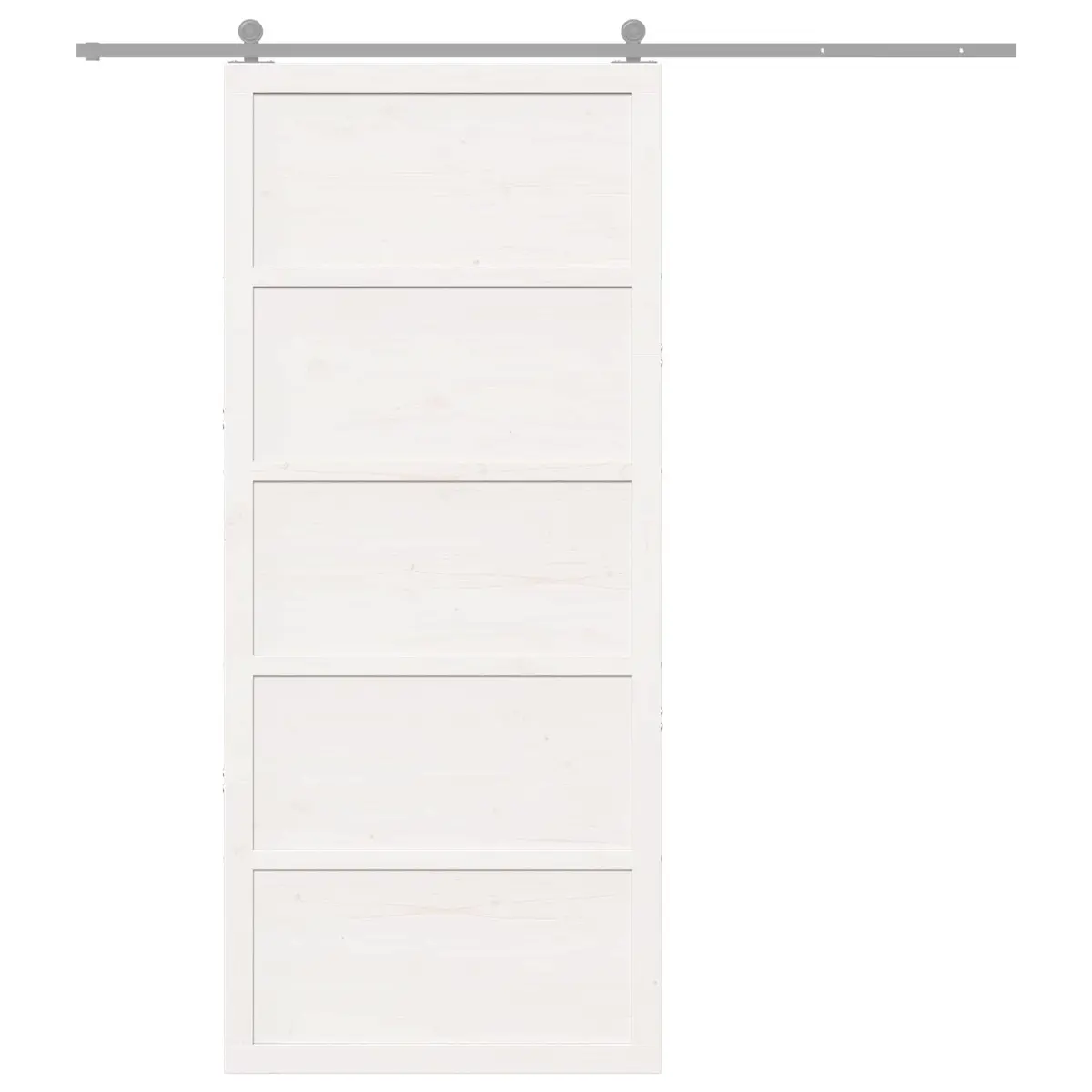Sliding Barn Door White Solid Pine Wood 100 x 208 cm Rustic Interior