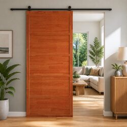 Solid Pine Wood Barn Door Wax Brown 90 x 2.5 x 208 cm Sliding Interior Space