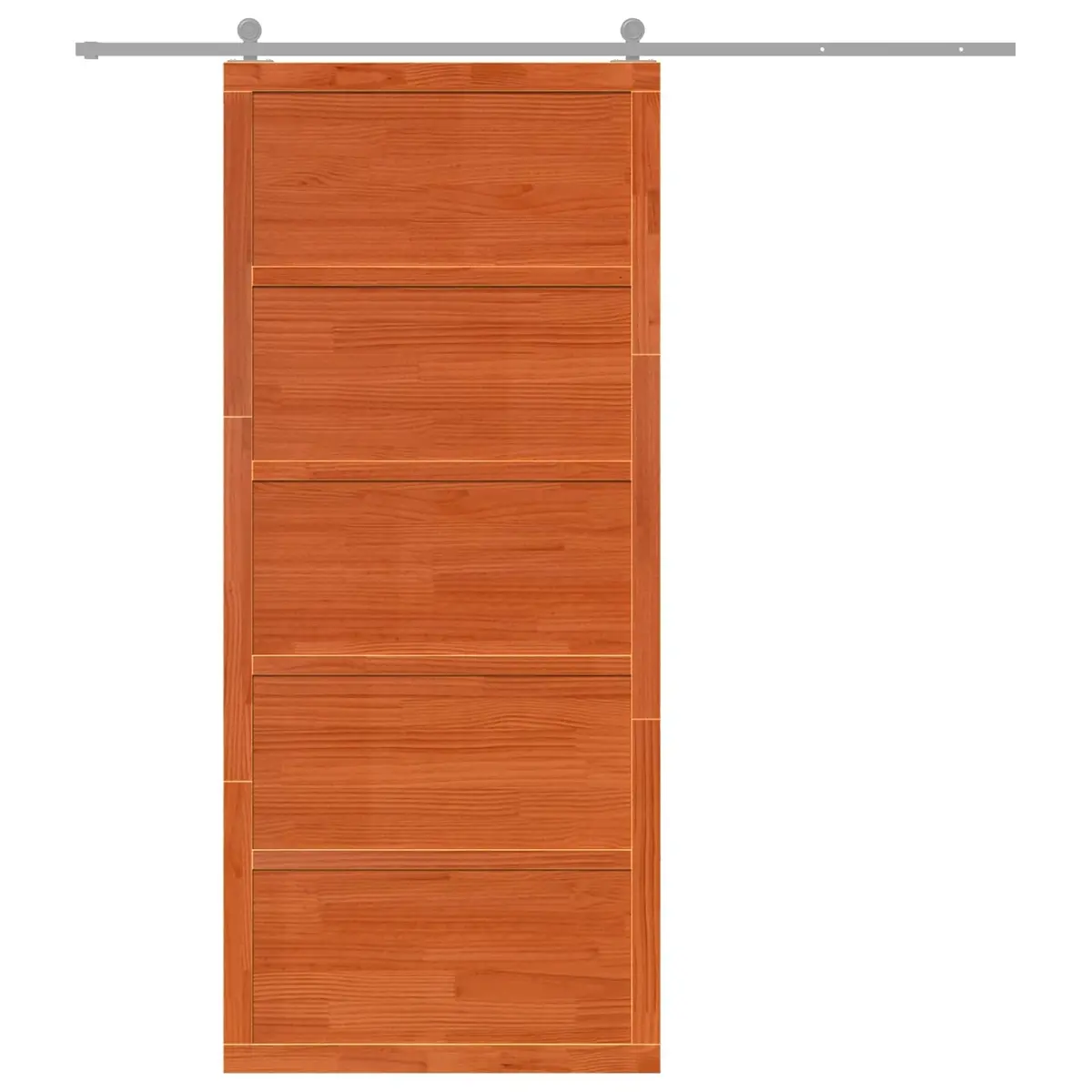 Barn Door Solid Pine Wood Sliding Interior 90 x 2.5 x 208 cm Wax Brown