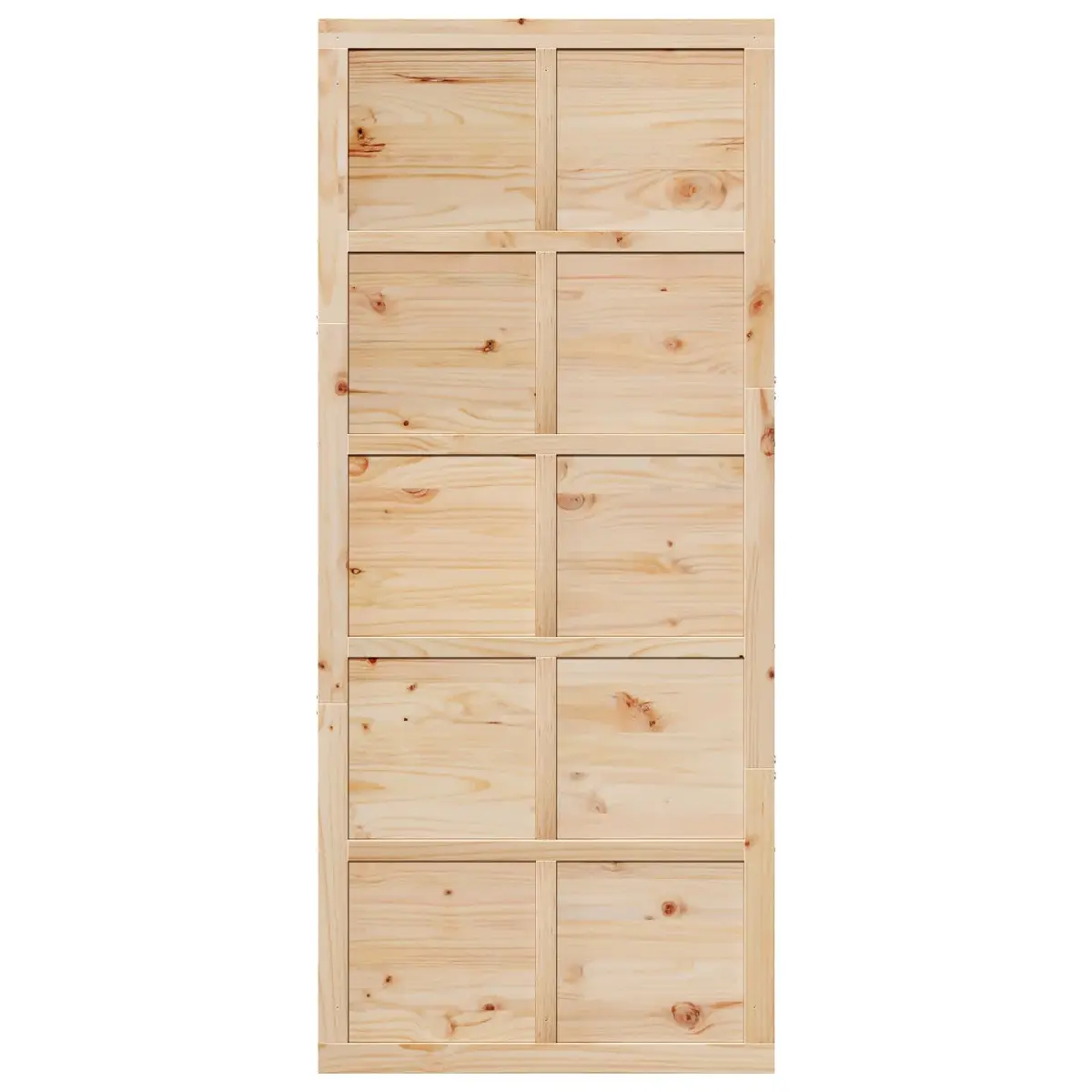 Sliding Barn Door Solid Pine Wood Space-Saving Rustic 100x208cm Brown
