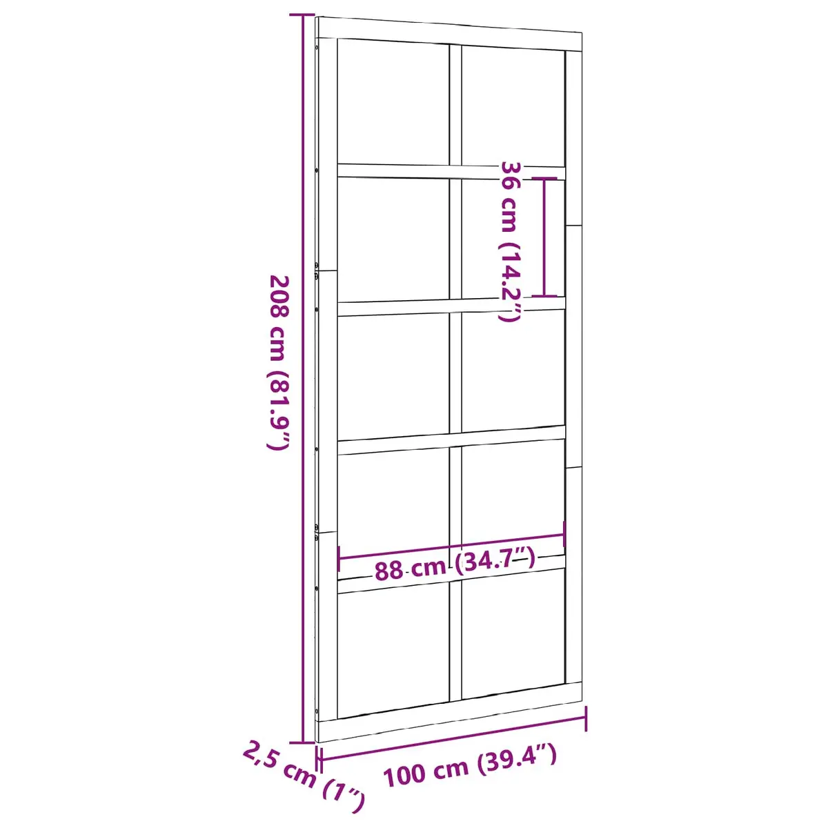 Sliding Barn Door Solid Pine Wood Interior Space-Saving Rustic 100x208cm White