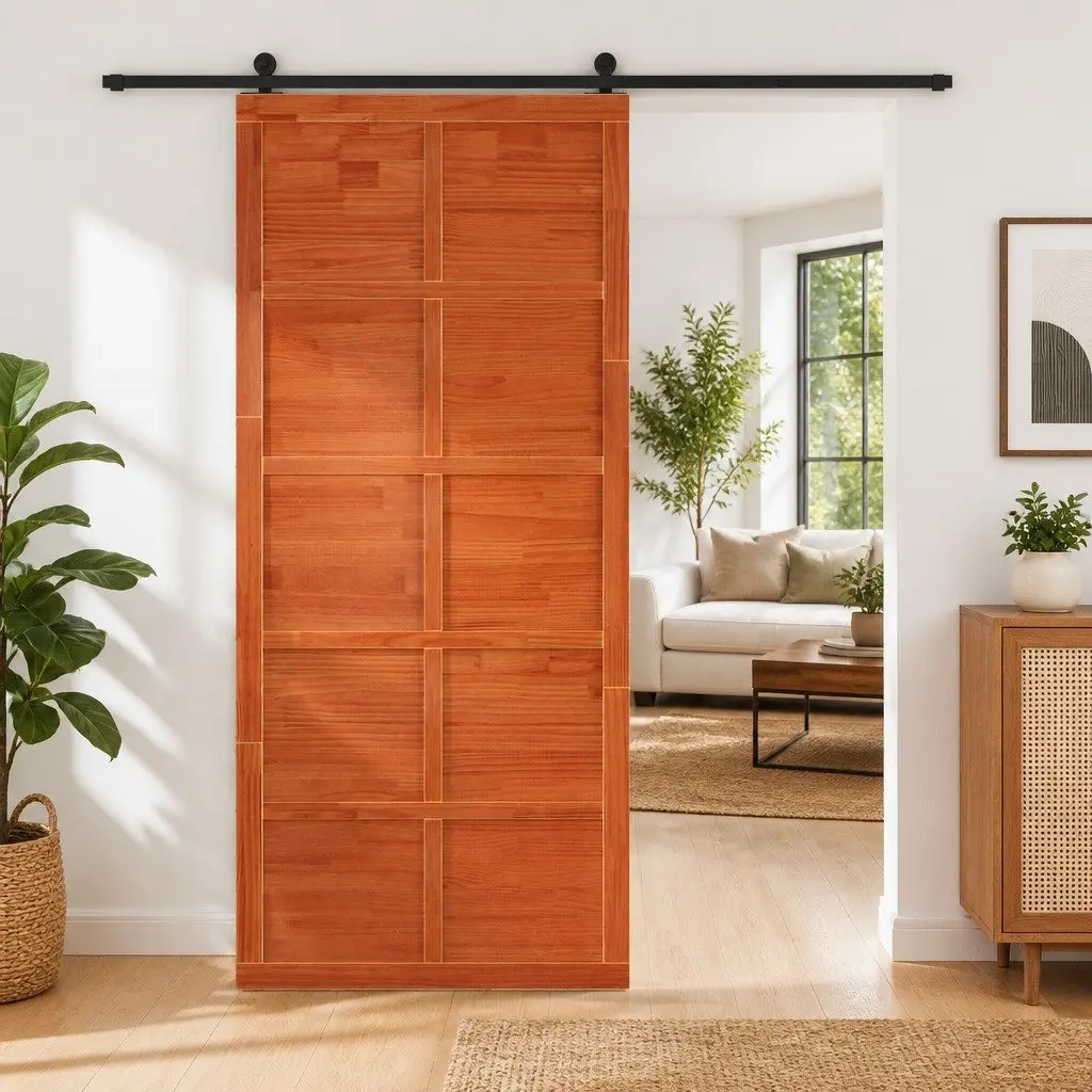 Solid Pine Barn Door Sliding Interior Rustic Brown 90 x 2.5 x 208 cm