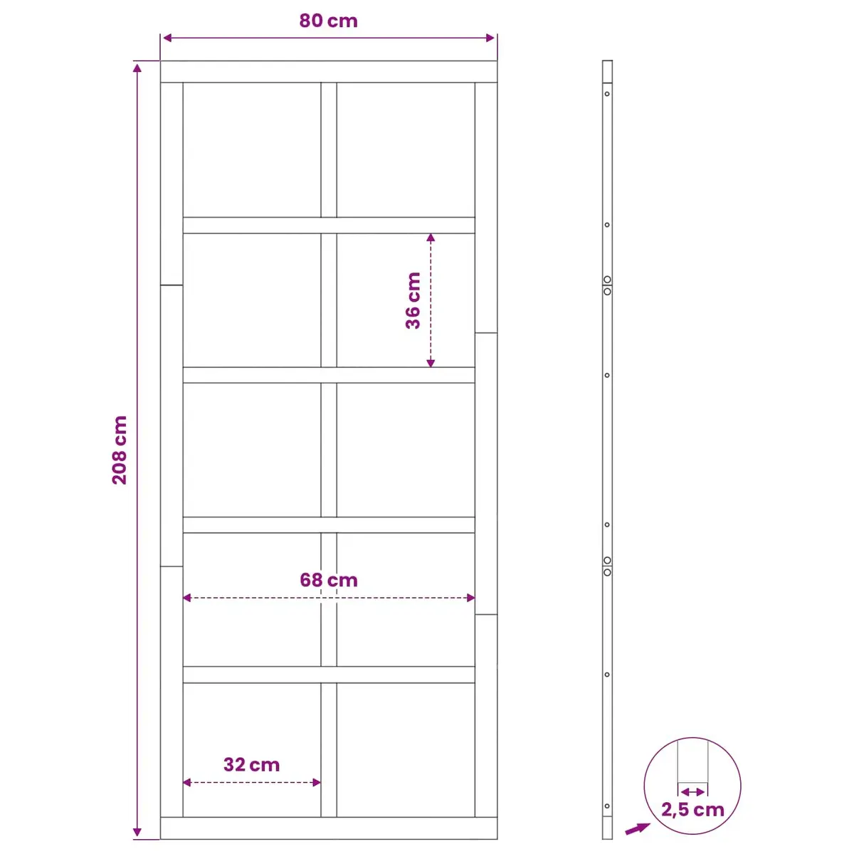Barn Door Sliding Solid Pine Wood Interior Rustic 80cm Brown