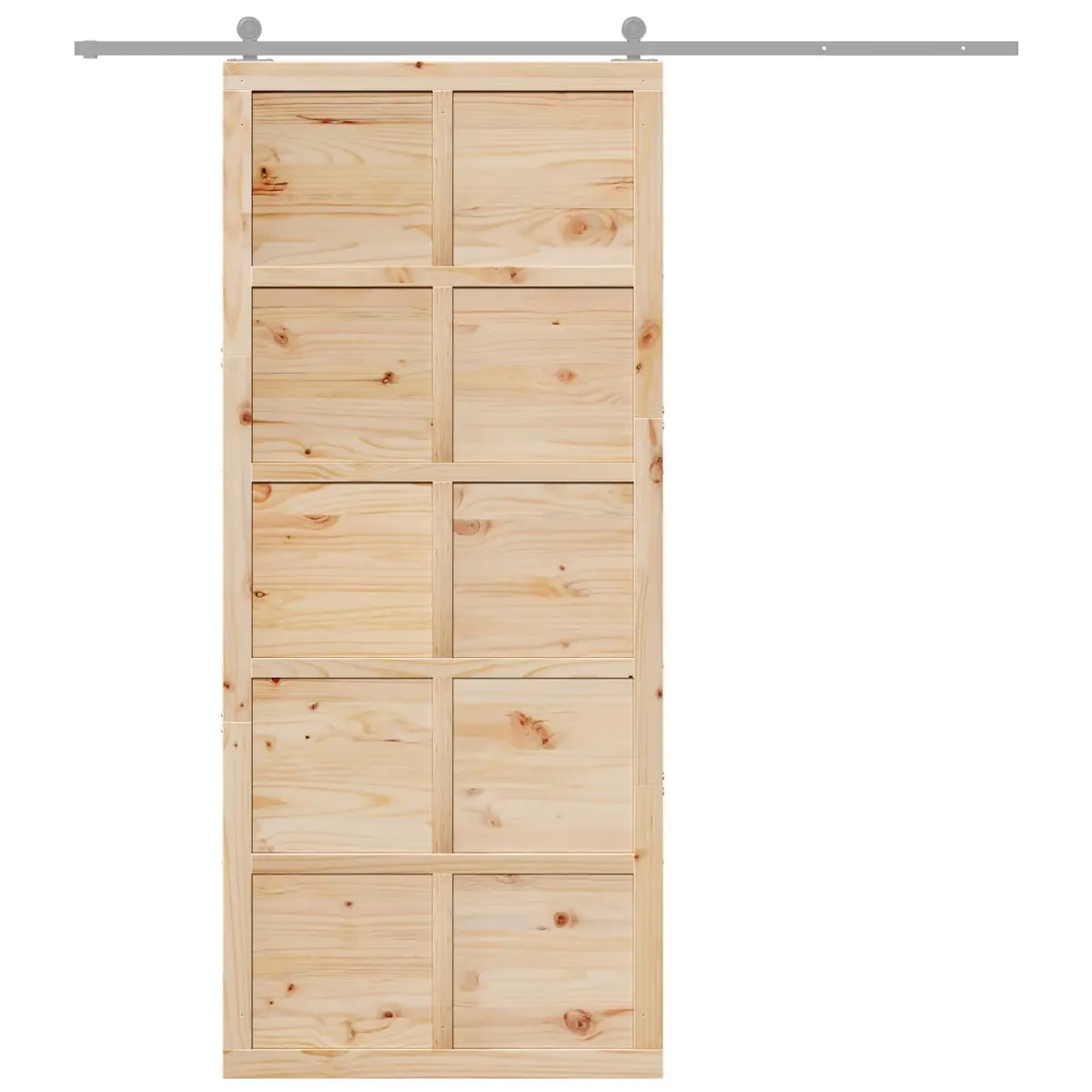 Barn Door Sliding Solid Pine Wood Interior Rustic 80cm Brown