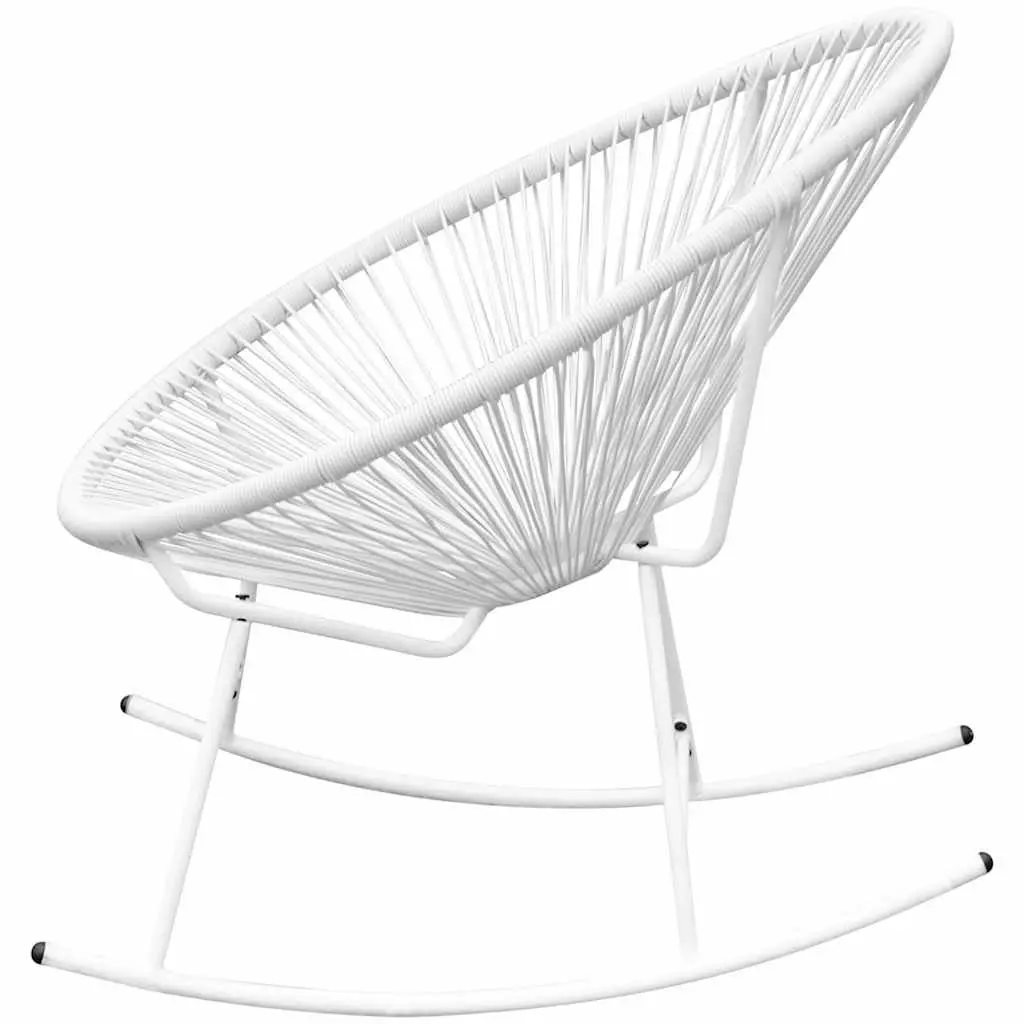 Outdoor Rocking Chair Oval Shape White Poly Rattan Patio Garden Furniture