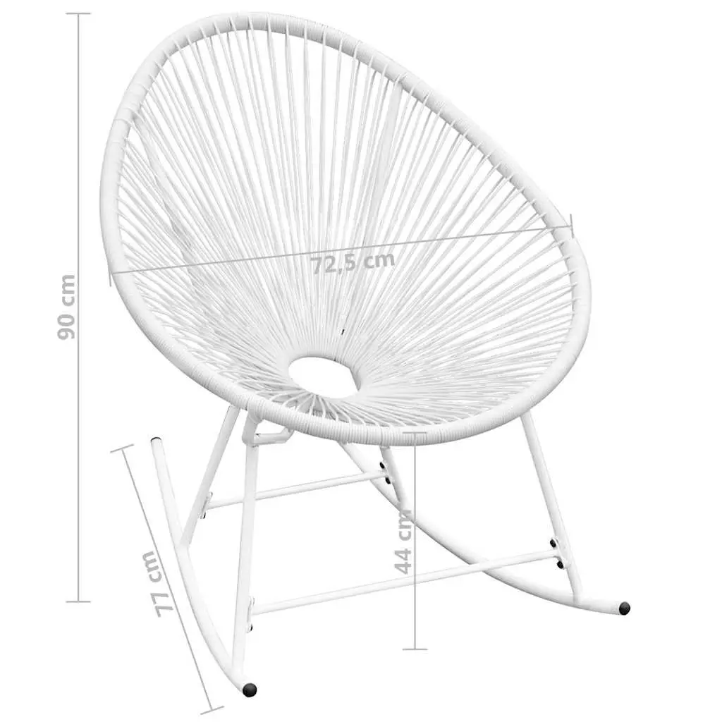 Outdoor Rocking Chair Oval Shape White Poly Rattan Patio Garden Furniture