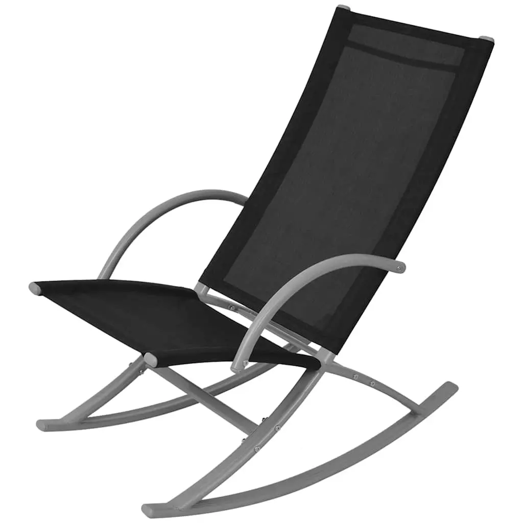 Garden Rocking Chairs Set of 2 Outdoor Lounge Seating Black