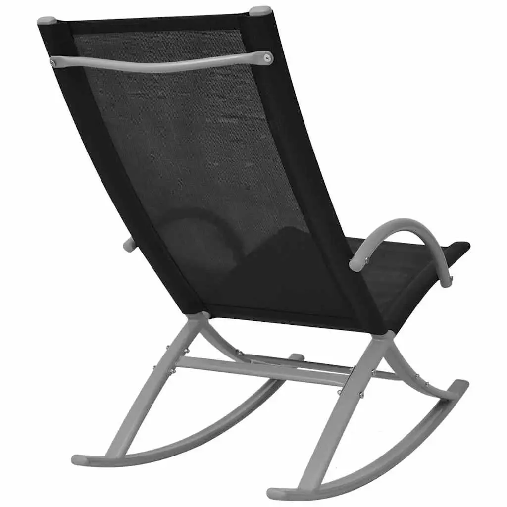 Garden Rocking Chairs Set of 2 Outdoor Lounge Seating Black
