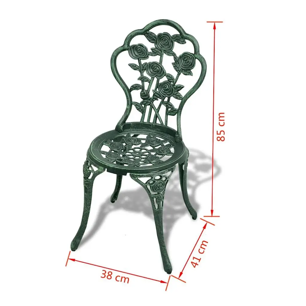 3 Piece Bistro Set Round Table 2 Chairs Outdoor Furniture Green