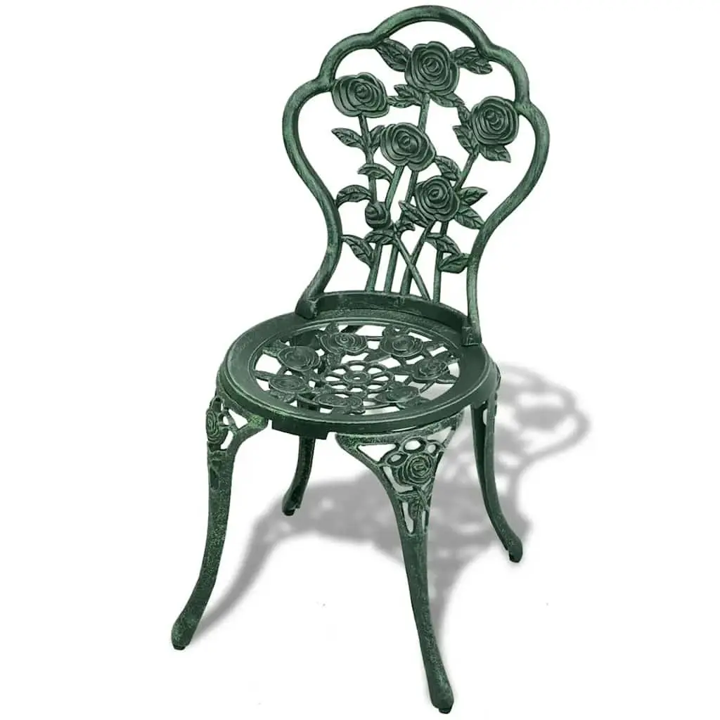 3 Piece Bistro Set Round Table 2 Chairs Outdoor Furniture Green